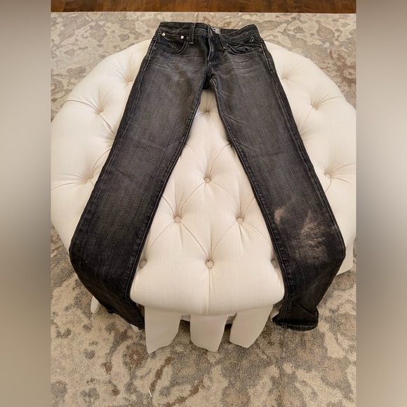 Y2K Guess Black & Grey Low Rise Leather Pocket Jeans sz 24 - Picture 4 of 6